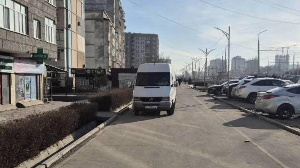Бус «Мерседес» стоит на тротуаре по Южной магистрали. Фото