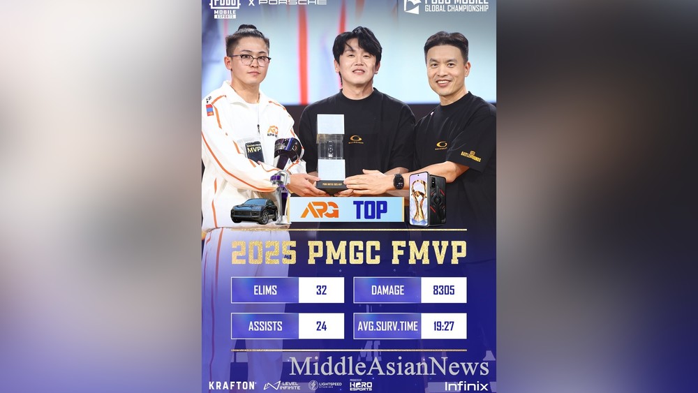 слева: Бурэнбаяр «TOP» Алтангэрэл был признан MVP финала за свою игру на турнире и получил новый Porsche Cayenne.