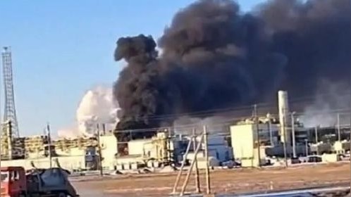 Пожар на Тенгизе 18.01.2026. Скриншот из видео