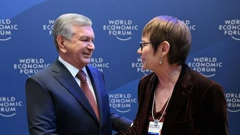 Шавкат Мирзиёев и Одиль Рено-Бассо