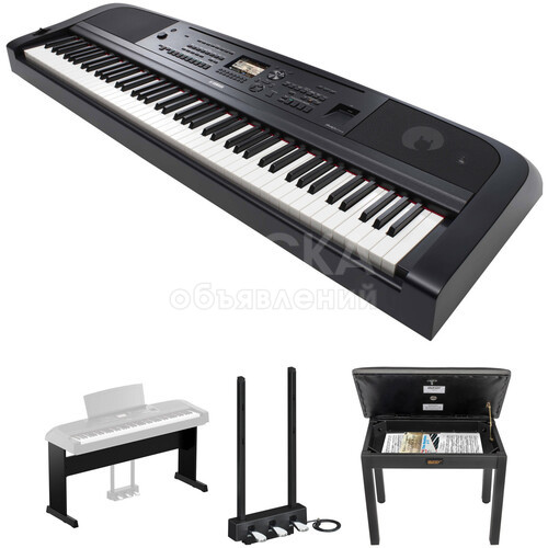Yamaha DGX-670 Portable Digital Grand Piano Bundle with Stand, Pedals, and Bench (Black)
