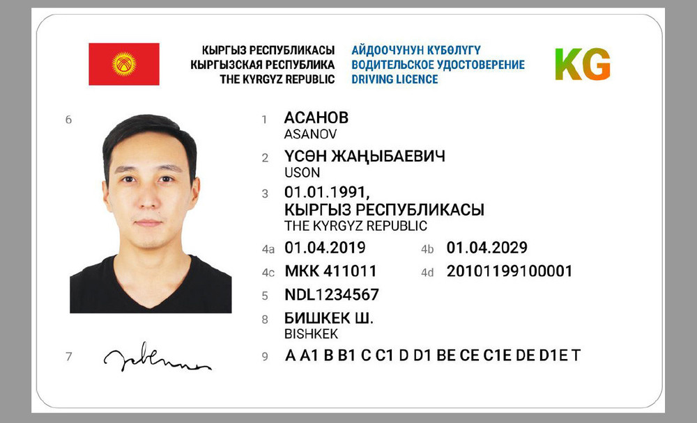 Образец бланка водительского удостоверения национального образца