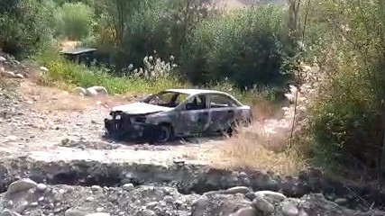 Автомобиль, сгоревший в селе Ак-Сай