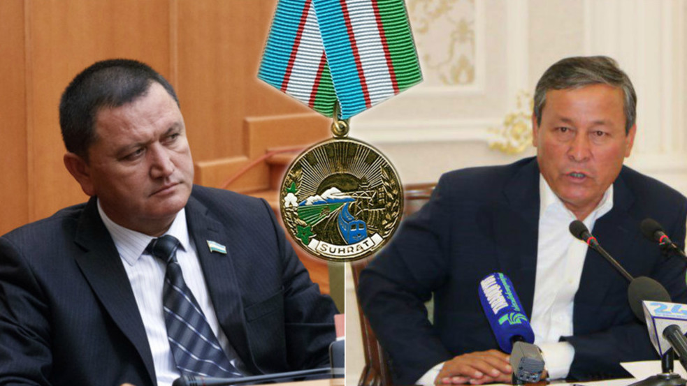 Главы Ферганской и Андижанской областей Узбекистана Шухрат Ганиев (слева) и Шухрат Абдурахманов.