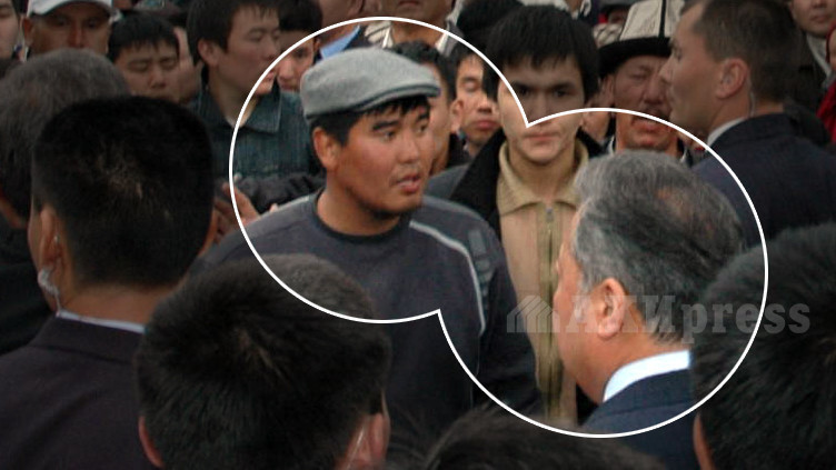 Максат Абакиров и Курманбек Бакиев на митинге в Бишкеке. 2006 год