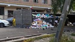 Гора мусора возле баков на Панфилова. Фото
