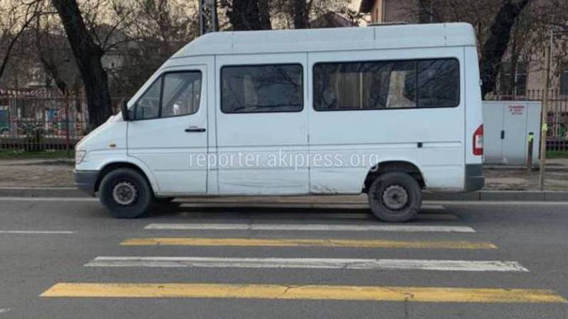 В Бишкеке водитель маршрутки №233 припарковался на пешеходном переходе и ушел (фото)