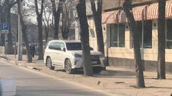 На ул.Киевской водитель «Лексуса» поставил машину на тротуаре между деревьями. Фото