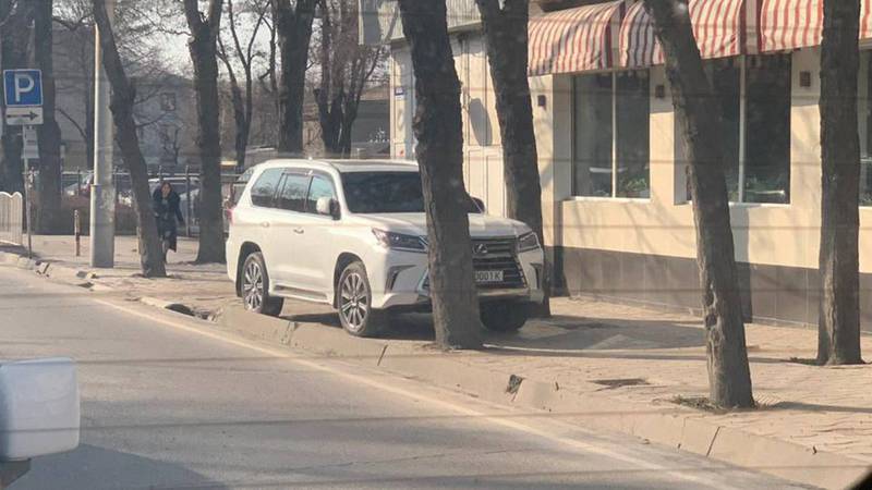 На ул.Киевской водитель «Лексуса» поставил машину на тротуаре между деревьями. Фото
