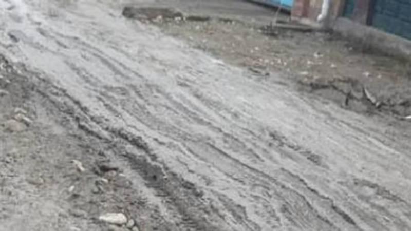 «Даже резиновые сапоги не помогают». Жительница Нижней Ала-Арчи жалуется на состояние дороги. Фото