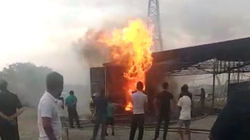 В Токмоке горит контейнер с ГСМ. Видео