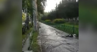 Арычная вода затапливает тротуар улицы Абдрахманова