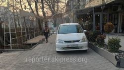«Тойота» и «Хонда» припаркованы на тротуаре на Московской. Фото