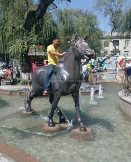 Мужчина залез на коня, установленного у ЦУМа <i>(фото)</i>
