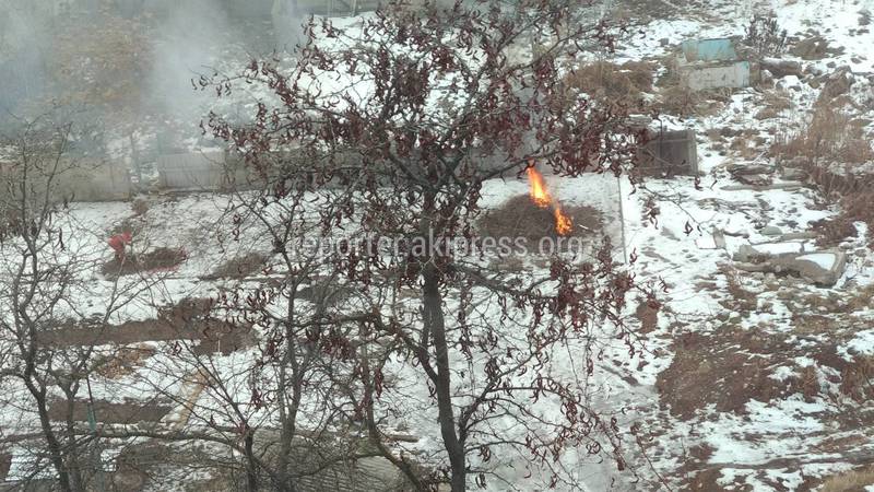 На Исанова-Рыскулова строители сжигают мусор и ветки? (фото)