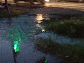 На Ахунбаева—Жукеева-Пудовкина вода затопила тротуар (фото)
