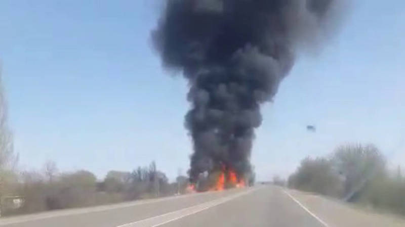 Видео пожара на объездной дороге
