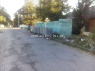 Мусорные контейнеры стоят на тротуаре, так как улица Тыныстанова ремонтируется, после будут возвращены на место, - «Тазалык»