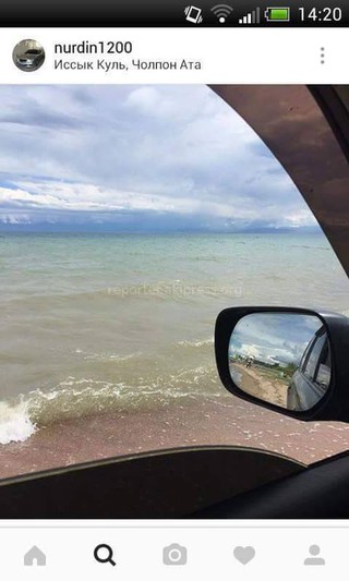 Водитель на автомашине проехался по кромке озера Иссык-Куль <i>(фото)</i>