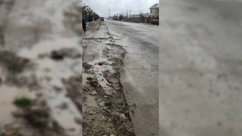 На ул.Шералиева в Арча-Бешике после прокладки канализационных труб не восстановили асфальт. Фото
