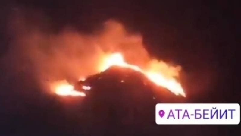 Пожар в горах у Ата-Бейита. Видео
