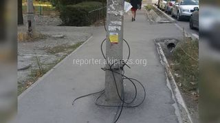 Бишкекчанин просит убрать свисающие провода столба в мкр Восток-5