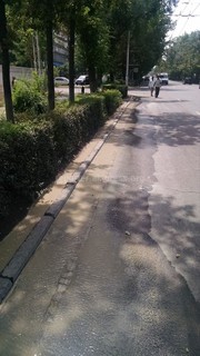 Тротуар вдоль проспекта Мира в ужасном состоянии и регулярно затапливается водой из арыков, - читатель <b><i>(фото)</i></b>