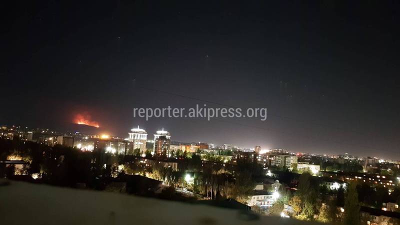 На окраине Бишкека горят холмы. Фото