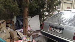 В Бишкеке на пр.Чуй за Свердловской райадминистрацией разбросан мусор <i>(фото)</i>