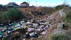 В селе Ленинское из-за отсутствия мусорных контейнеров жители бросают мусор в котлован
