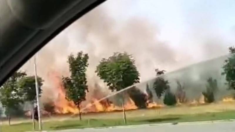 В Бишкеке произошел пожар возле парка Ынтымак. Видео очевидцев