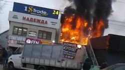 Крупный пожар возле Аламединского рынка. Видео