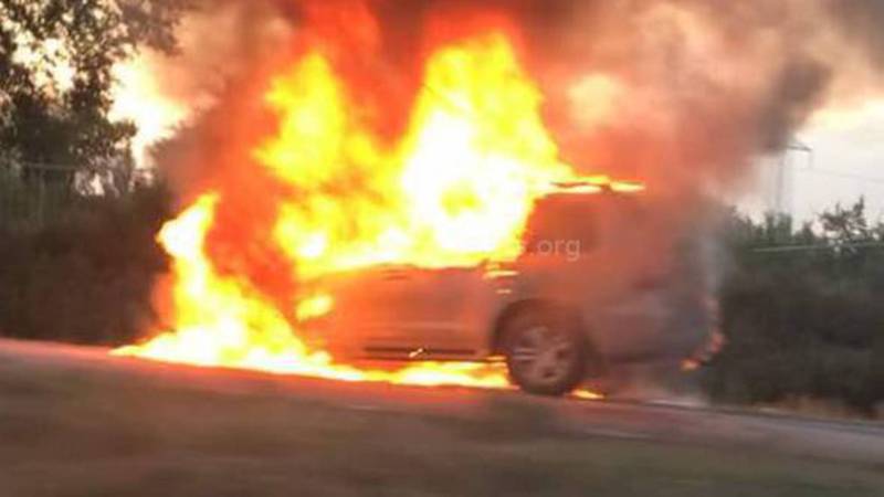 Видео, фото - На объездной дороге сгорел «Лексус»