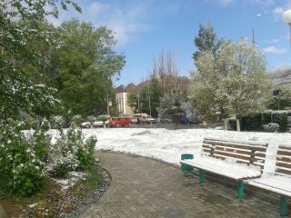 В городе Нарын выпал снег <b>(фото)</b>