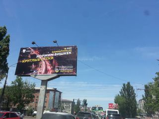 На перекрестке Московская-Ибраимова на рекламном баннере не соблюдается закон о госязыке