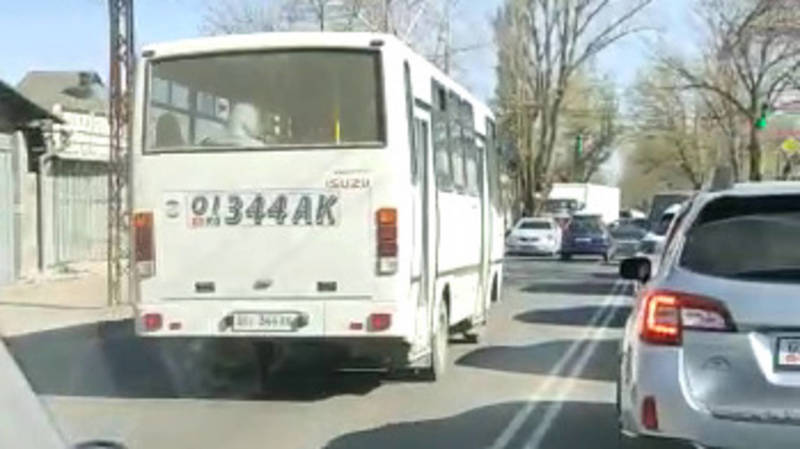 Автобус №12 объезжают пробку по встречке. Видео