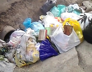 На пересечении улиц Ахунбаева и Бектенова жители выбрасывают мусор в арык (фото, видео)