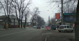 Бишкекчанин просит убрать рекламную стойку с проезжей части на ул.Элебесова (фото)