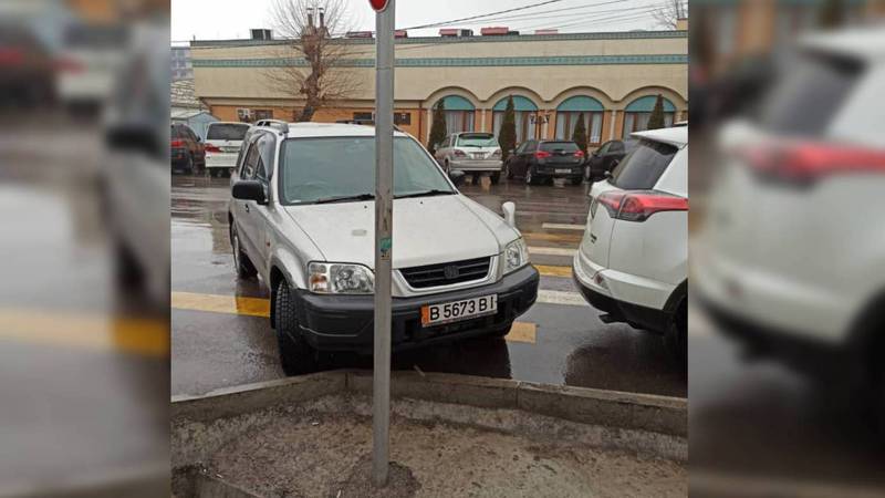 На Медерова-Тыныстанова водитель «Хонды» припарковался на «зебре». Фото