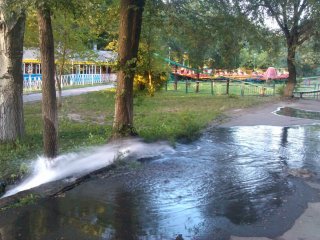 В парке им. И. Панфилова прорвало трубу холодной воды <b>(фото)</b>