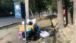 На проспекте Жибек Жолу на обочине лежит куча мусора, - очевидец
