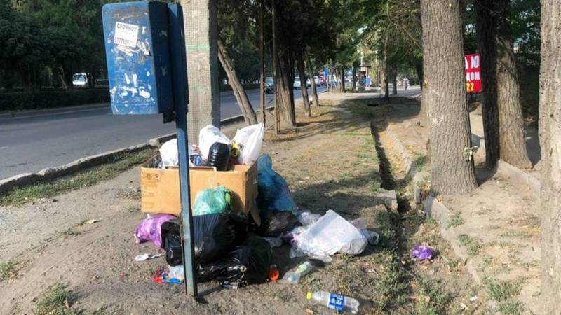 На проспекте Жибек Жолу на обочине лежит куча мусора, - очевидец