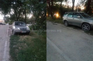 Парковка на газоне на участке ул.Анкара в мкр Тунгуч
