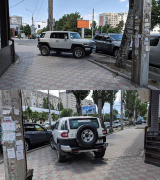Парковка на тротуаре на Ибраимова-Токтогула. Фото от 2 июля