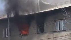 Видео пожара на Молодой Гвардии