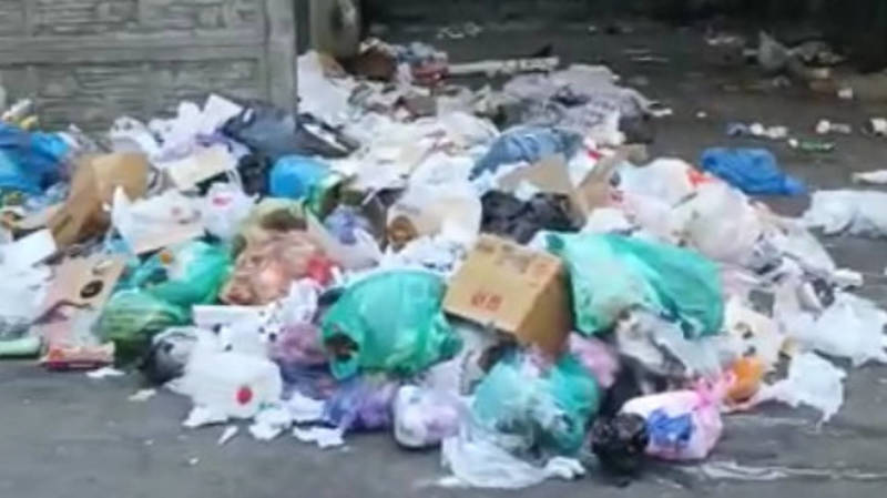 Возле дома на Панфилова снова свалка мусора. Видео