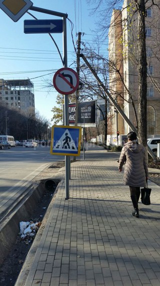 Соответствует ли требованиям дорожный знак, установленный на перекрестке Токтогула-Панфилова? - горожанин <i>(фото)</i>