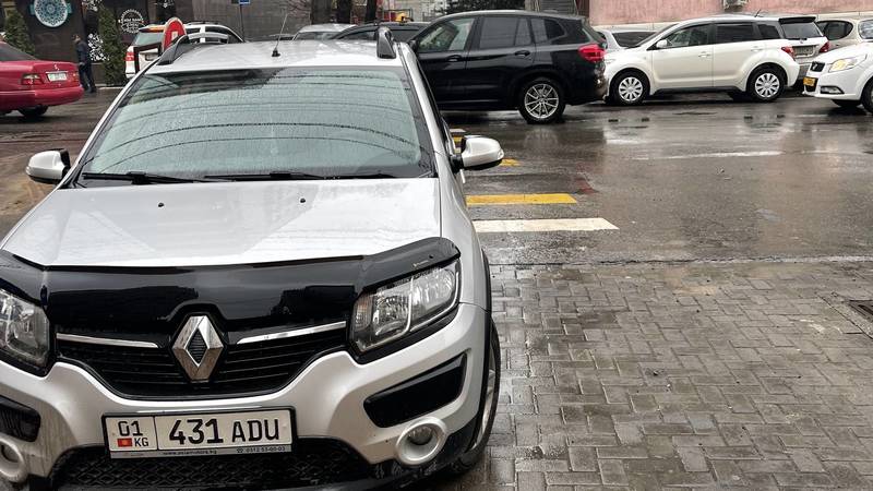 Renault Sandero Stepway припаркован на зебре. Фото