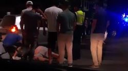 «Субару» сбил пешехода. Видео с места аварии