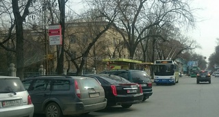 «Кадиллак» Жылдызкан Жолдошевой был припаркован на встречной полосе для общественного транспорта по ул.Московская <b><i> (фото) </i></b>